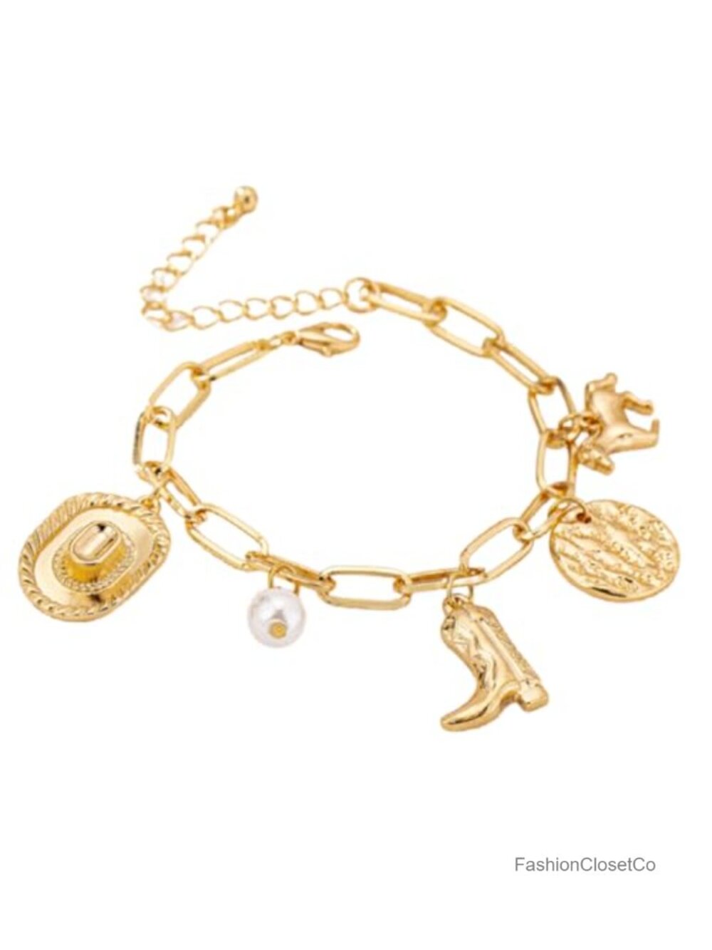 Western Dainty Gold Bracelet Boho Coin Pendant Charm Bracelet Cowgirl Horse